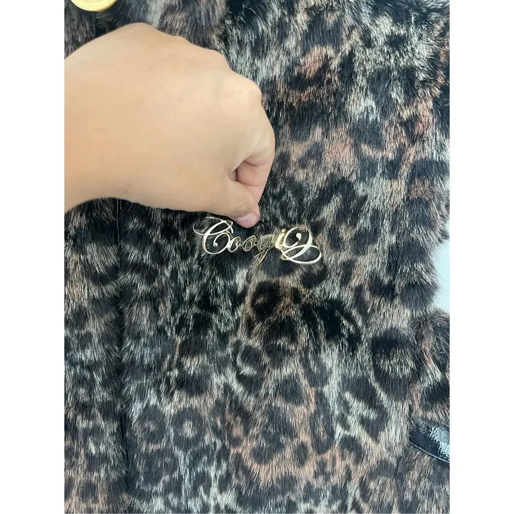 COOGI Faux Fur Feline Print Vest Size Large